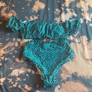 SHEIN Ditsy Floral Print High Waisted Bikini Set